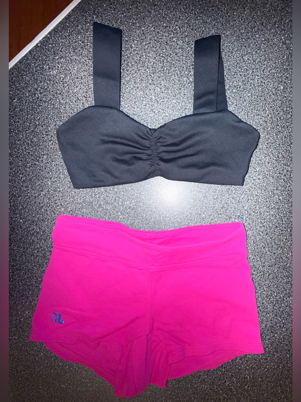 Jo & Jax Black Crop Top and Hot Pink Dance Shorts Set Size Child Medium